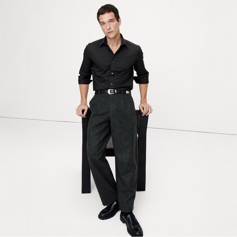 Banana Republic Slim Wrinkle Resistant Dress Shirt NWT XL BLACK